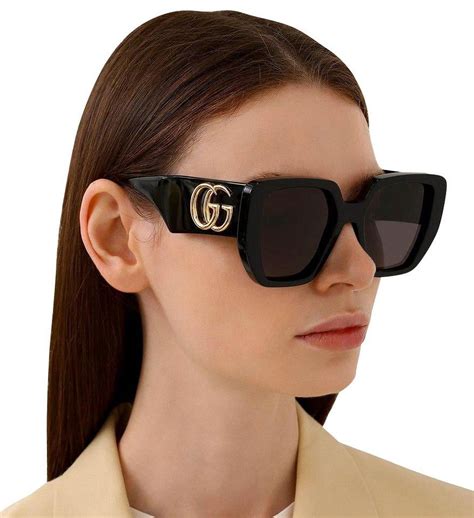 gucci gg0956s 003 black grey 54 occhiali da sole donna|Gucci Geometric Sunglasses GG0956S 003 Black/Gold 54mm 956.